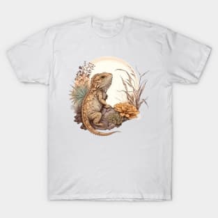 Bearded Dragon Ukiyoe Illustration Lizard Reptile Art T-Shirt